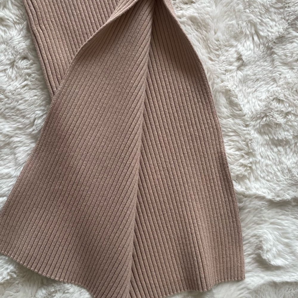 Like New Princess Polly Beige Ribbed Long Sleeve Dress - Picture 3 of 4